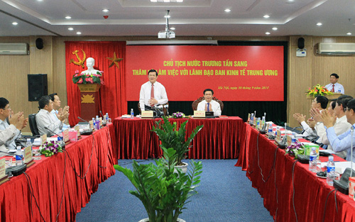 Chủ tịch nước Trương Tấn Sang làm việc với Ban Kinh tế Trung ương 